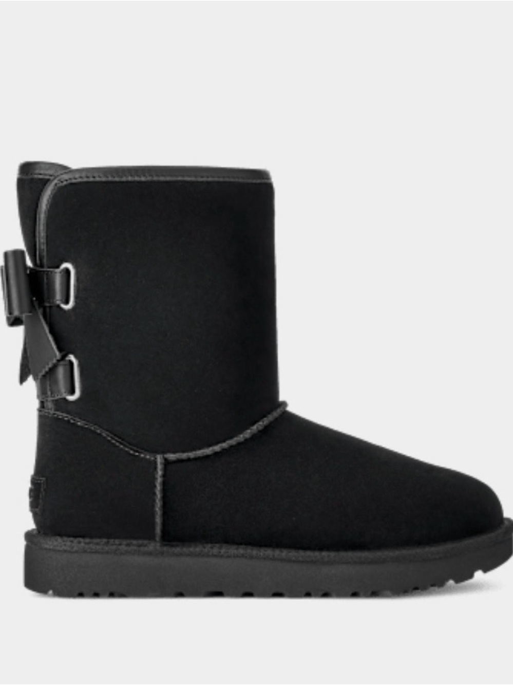 Ugg/Women’s Short Black Bailey Leather Bow Boot/NWT! NIB! US Size 7! Never Worn!